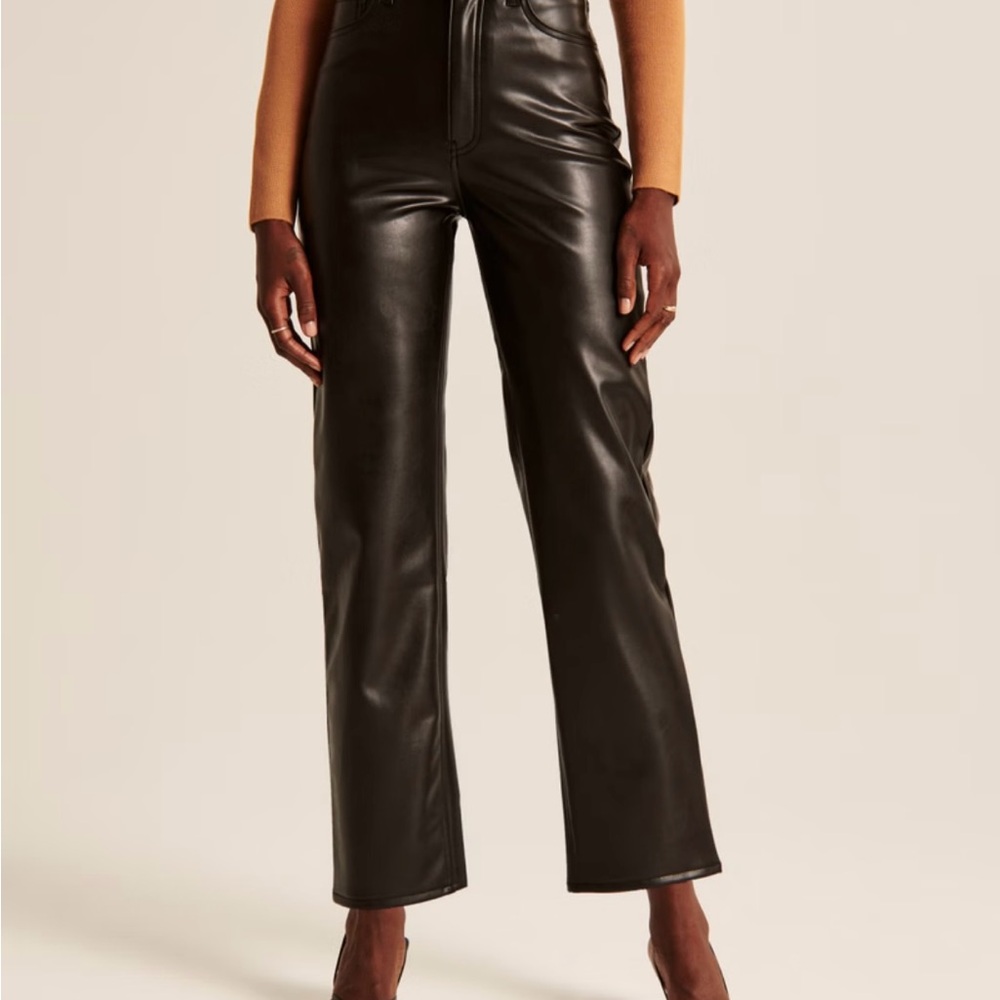 Abercrombie & Fitch Black Leather-Look Trousers